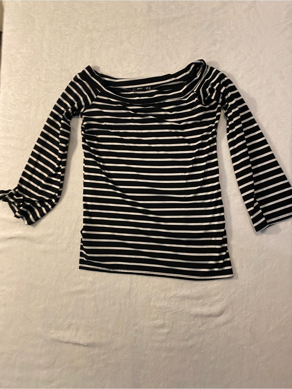 ZJCT Black White Striped Boatneck Long Sleeve XL